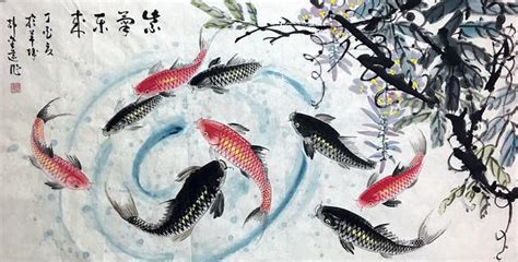 九鯉魚圖|九魚圖寓意是什麼？有風水禁忌嗎？手把手教您旺運納財